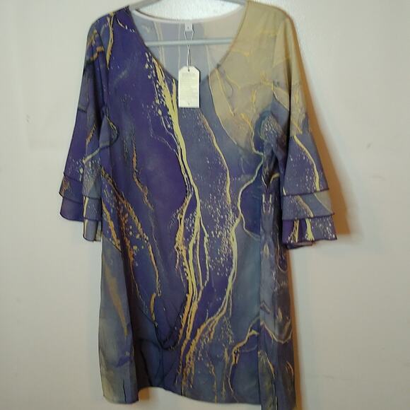 NWT in LightInTheBox  Shift Dress Short Mini Dress Blue Short Sleeve Large - Picture 1 of 7